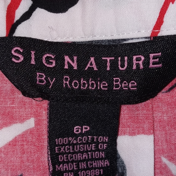 Signature by Robbie Bee Skirt Size 6P White Red Black Floral Pleats Zipper - Picture 3 of 12